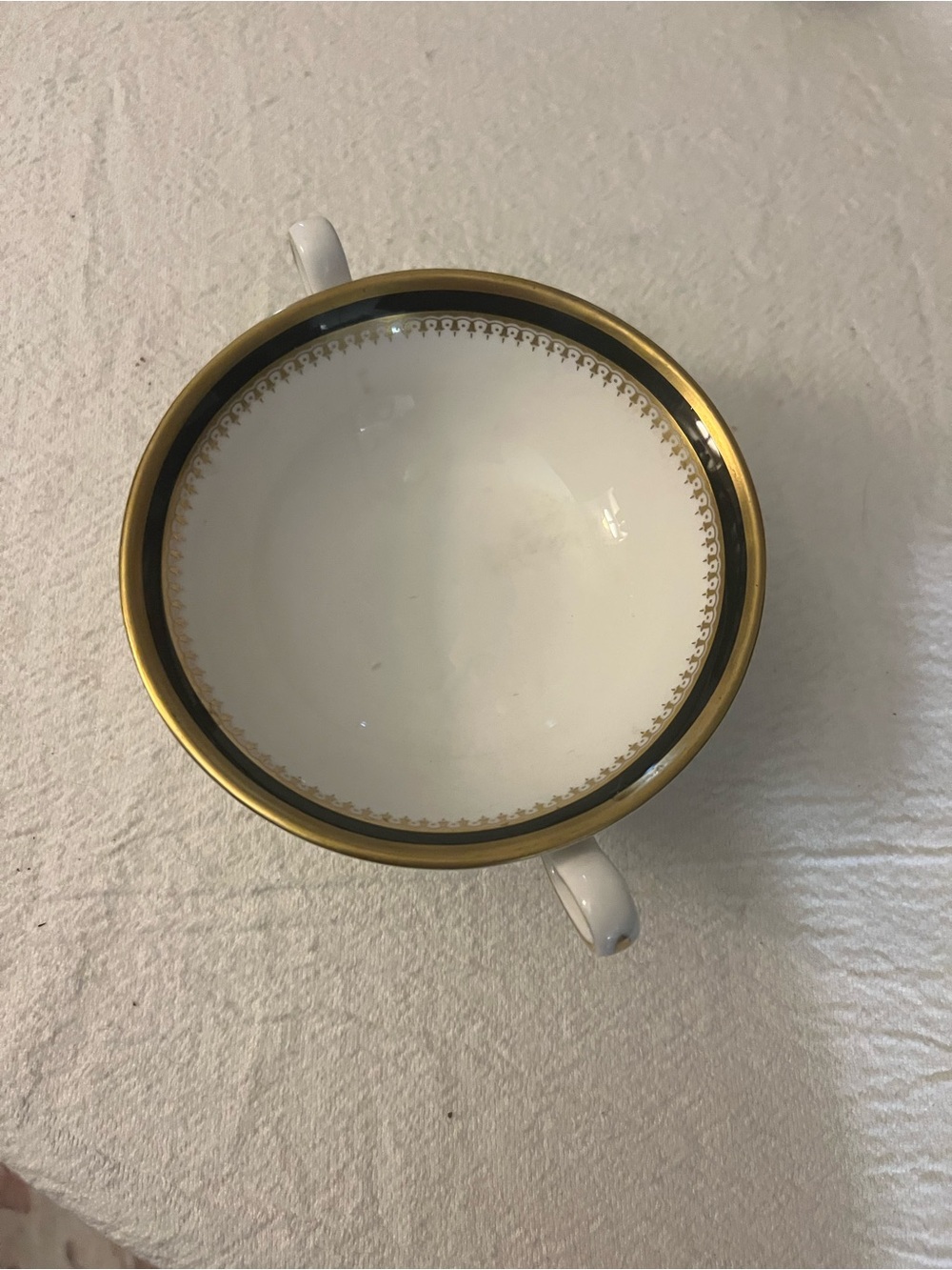 Spode Elegant White Porcelain Two-Handled Soup Cup with Gold Trim